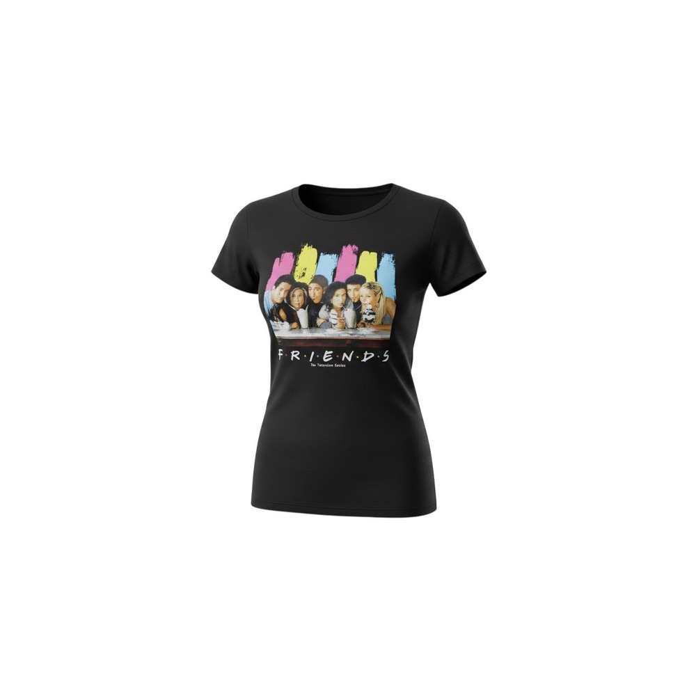 Friends Graphic T-Shirt Womens Large Black Short Sleeve TV Show Cast Tee